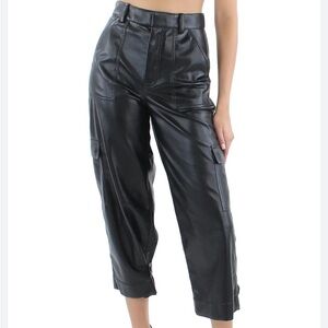 NWT Hellessy Black Vegan Leather Cargo Pants